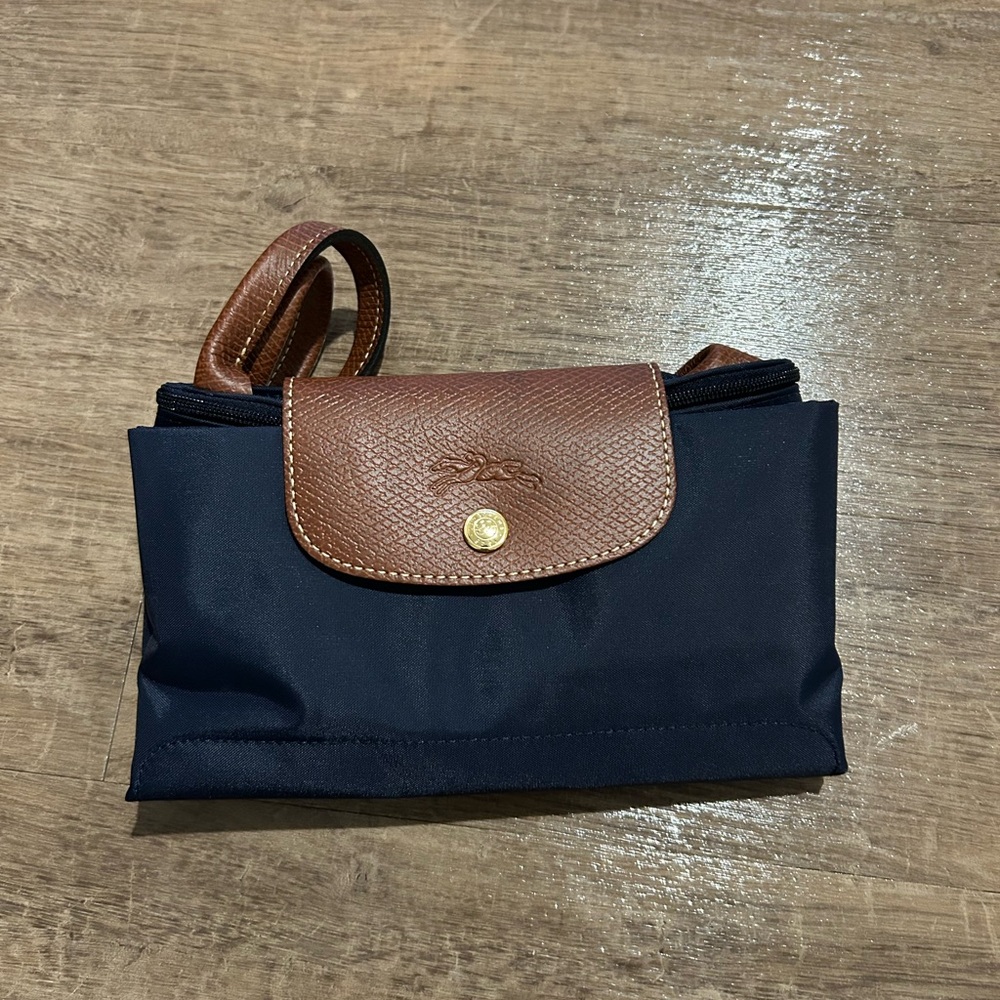 Longchamp Navy and Brown Foldable Purse
